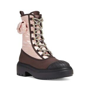 Fendi Domino Pink Nylon Biker Boots with Baguette Pocket size EU 39.5 New $1450